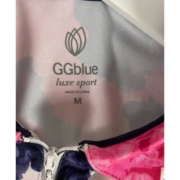 GGBLUE LUXE SPORTS Golf Pink Floral Spandex Sleeveless 1/4 zip Tank Top Med EUC - Picture 4 of 7